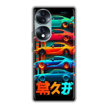 Силиконовый чехол на Huawei Honor 70 с принтом машины тачки