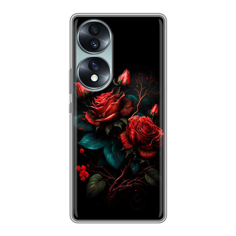 Силиконовый чехол на Huawei Honor 70 с принтом Розы красные Силиконовый чехол на Huawei Honor 70 с принтом Розы красные