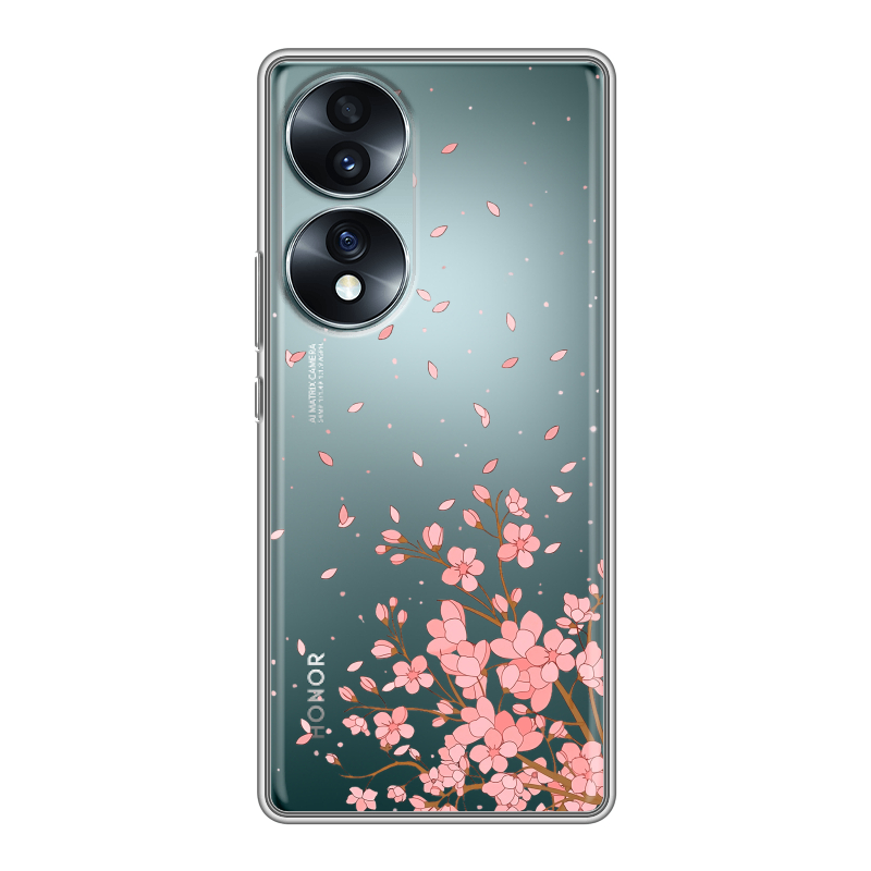 Силиконовый противоударный чехол на Huawei Honor 70 с принтом Ветка сакуры Силиконовый противоударный чехол на Huawei Honor 70 с принтом Ветка сакуры