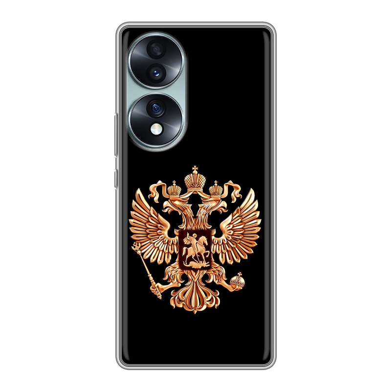 Силиконовый чехол на Huawei Honor 70 с принтом Герб России золотой Силиконовый чехол на Huawei Honor 70 с принтом Герб России золотой
