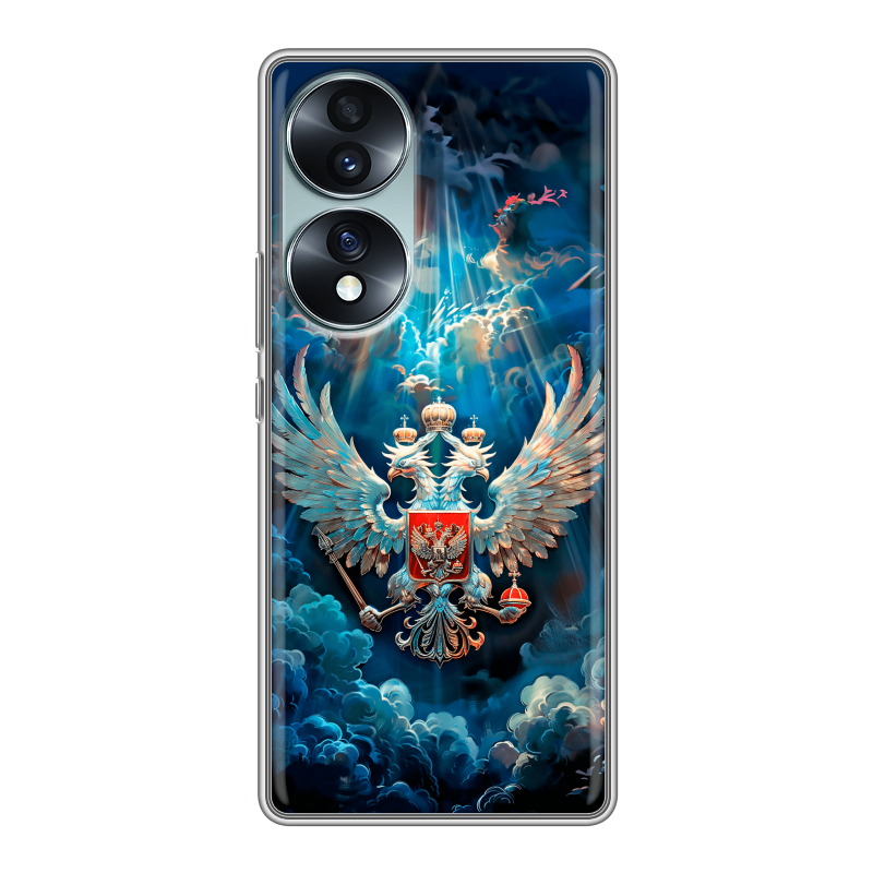 Силиконовый противоударный чехол на Huawei Honor 70 с принтом Герб флаг России Силиконовый противоударный чехол на Huawei Honor 70 с принтом Герб флаг России