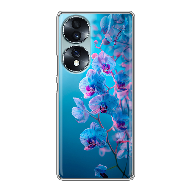 Силиконовый чехол на Huawei Honor 70 с принтом голубые орхидеи Силиконовый чехол на Huawei Honor 70 с принтом голубые орхидеи