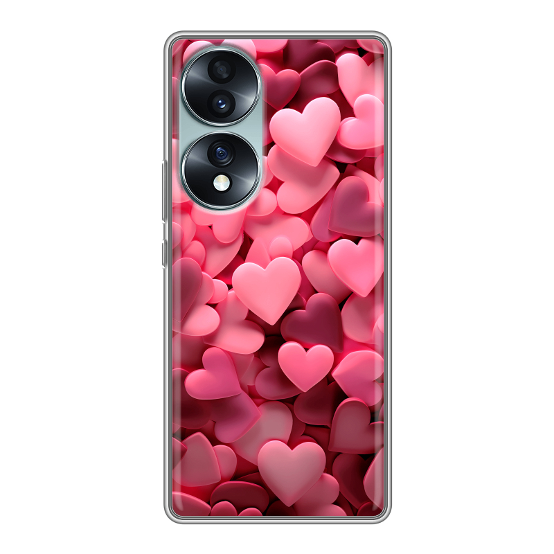 Силиконовый чехол на Huawei Honor 70 с принтом розовые сердечки Силиконовый чехол на Huawei Honor 70 с принтом розовые сердечки