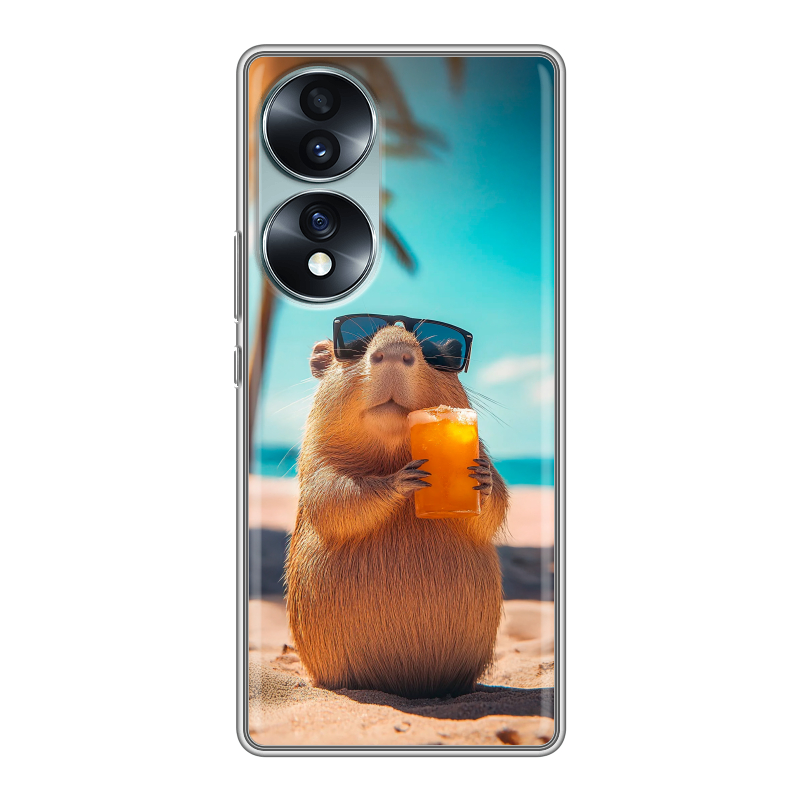 Силиконовый противоударный чехол на Huawei Honor 70 с принтом Капибара Силиконовый противоударный чехол на Huawei Honor 70 с принтом Капибара