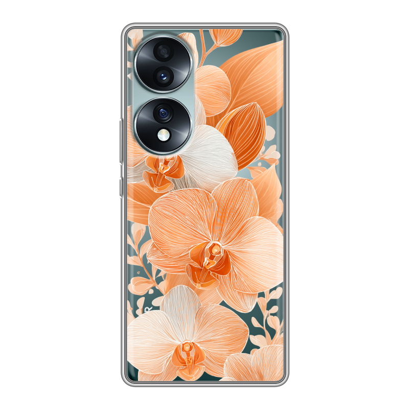 Силиконовый чехол на Huawei Honor 70 с принтом Бежевые цветы Силиконовый чехол на Huawei Honor 70 с принтом Бежевые цветы