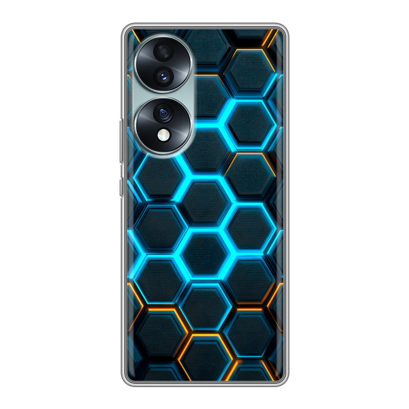 Силиконовый противоударный чехол на Huawei Honor 70 с принтом Неоновые соты Силиконовый противоударный чехол на Huawei Honor 70 с принтом Неоновые соты