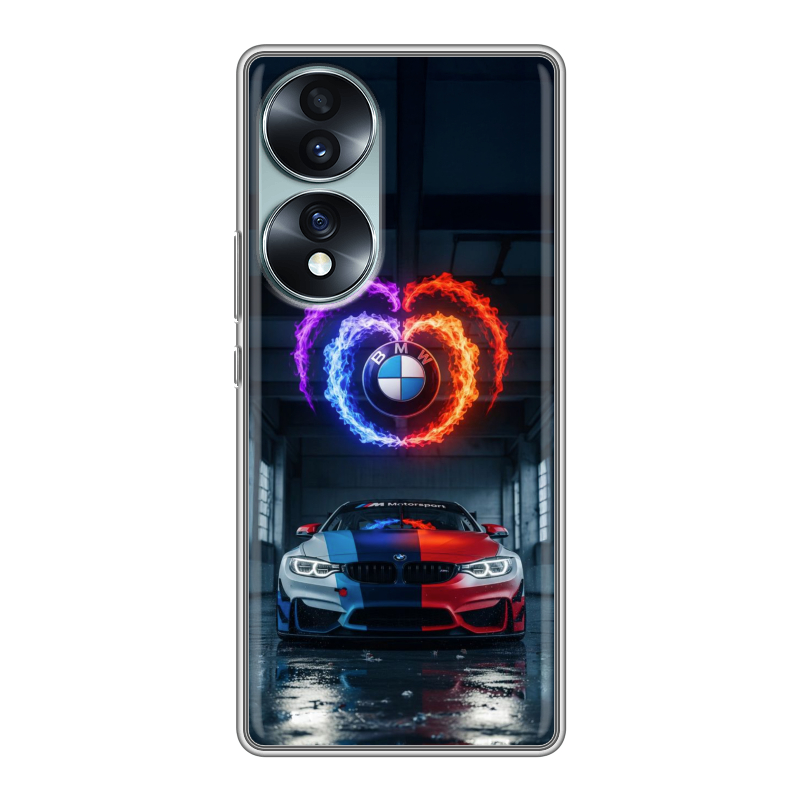 Силиконовый противоударный чехол на Huawei Honor 70 с принтом BMW БМВ Силиконовый противоударный чехол на Huawei Honor 70 с принтом BMW БМВ