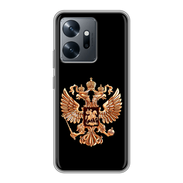 Силиконовый чехол на Infinix Zero 20 с принтом Герб России золотой