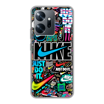 Силиконовый чехол на Infinix Zero 20 с принтом найк nike черный