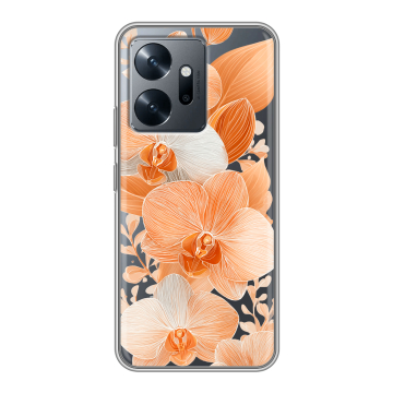 Силиконовый чехол на Infinix Zero 20 с принтом Бежевые цветы Силиконовый чехол на Infinix Zero 20 с принтом Бежевые цветы