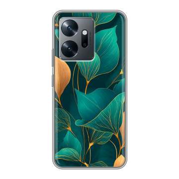 Силиконовый чехол на Infinix Zero 20 с принтом Листья и золото Силиконовый чехол на Infinix Zero 20 с принтом Листья и золото