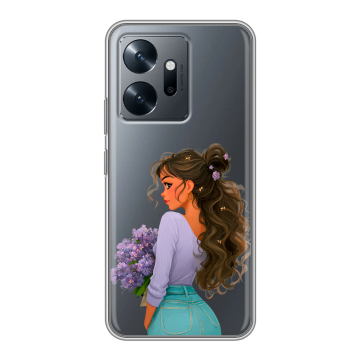 Силиконовый чехол на Infinix Zero 20 с принтом девушка цветы