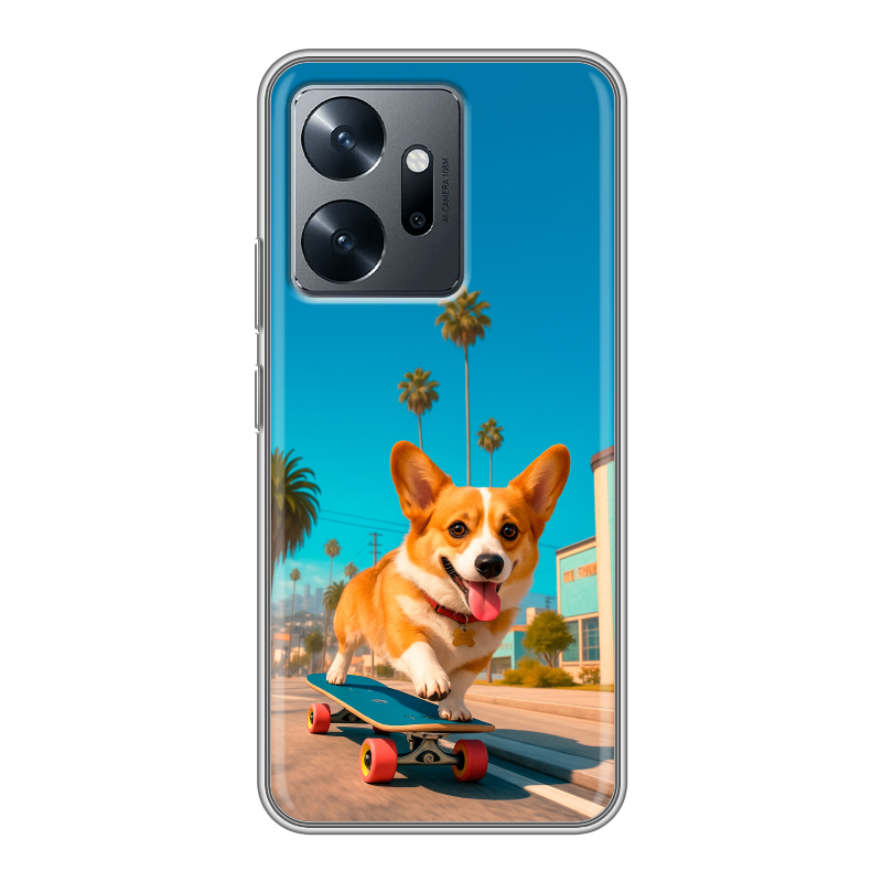 Силиконовый чехол на Infinix Zero 20 с принтом Корги на скейте Силиконовый чехол на Infinix Zero 20 с принтом Корги на скейте