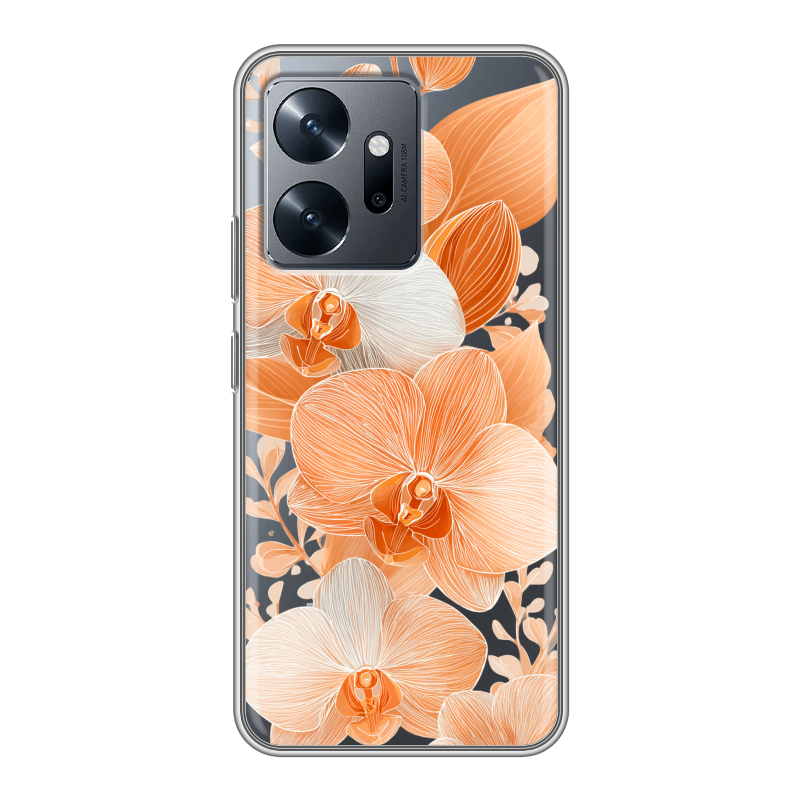 Силиконовый чехол на Infinix Zero 20 с принтом Бежевые цветы Силиконовый чехол на Infinix Zero 20 с принтом Бежевые цветы