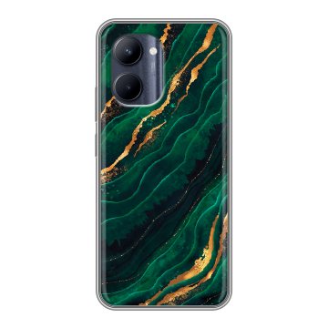 Силиконовый чехол на Realme C33 с принтом Мрамор зеленое золото Силиконовый чехол на Realme C33 с принтом Мрамор зеленое золото