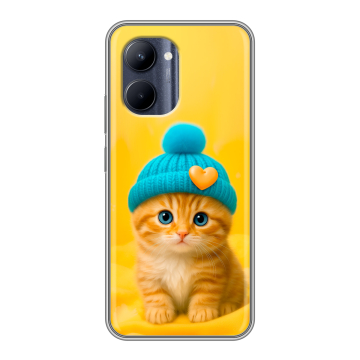 Силиконовый чехол на Realme C33 с принтом Котенок в шапке Силиконовый чехол на Realme C33 с принтом Котенок в шапке