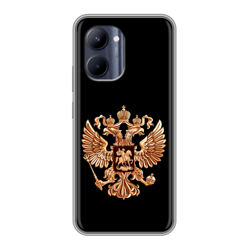 Силиконовый чехол на Realme C33 с принтом Герб России золотой