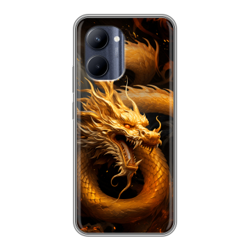 Силиконовый чехол на Realme C33 с принтом Золотой дракон