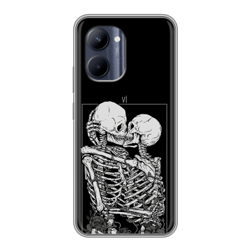 Силиконовый чехол на Realme C33 с принтом Поцелуй скелетов
