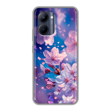 Силиконовый чехол на Realme C33 с принтом цветы бабочки