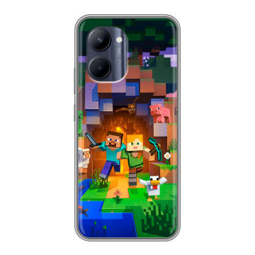 Силиконовый чехол на Realme C33 с принтом Майнкрафт Minecraft