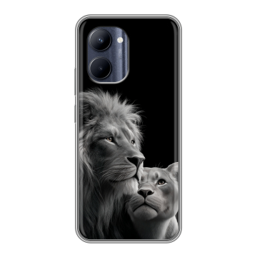 Силиконовый чехол на Realme C33 с принтом Лев кошки Силиконовый чехол на Realme C33 с принтом Лев кошки