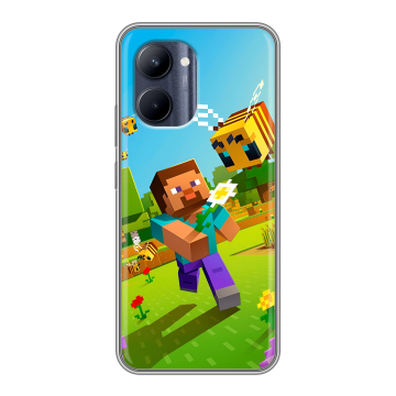 Силиконовый чехол на Realme C33 с принтом Майнкрафт Minecraft