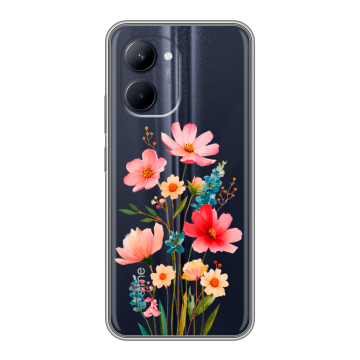 Силиконовый чехол на Realme C33 с принтом Цветы Силиконовый чехол на Realme C33 с принтом Цветы