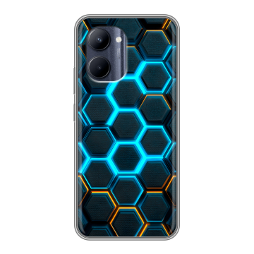 Силиконовый чехол на Realme C33 с принтом Неоновые соты Силиконовый чехол на Realme C33 с принтом Неоновые соты