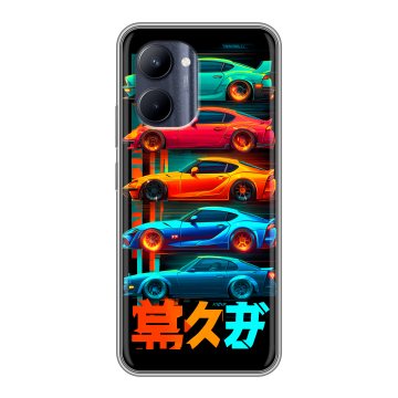 Силиконовый чехол на Realme C33 с принтом машины тачки