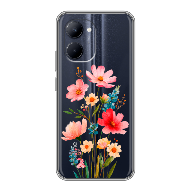 Силиконовый противоударный чехол на Realme C33 с принтом Цветы Силиконовый противоударный чехол на Realme C33 с принтом Цветы