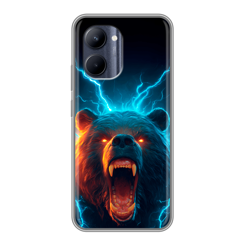 Силиконовый противоударный чехол на Realme C33 с принтом Медведь Силиконовый противоударный чехол на Realme C33 с принтом Медведь
