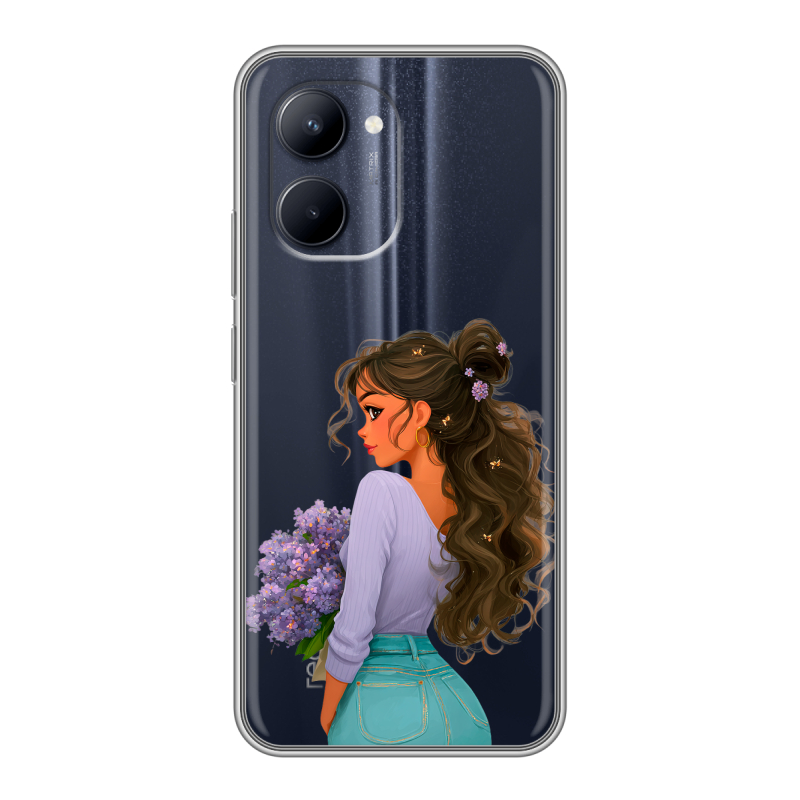 Силиконовый чехол на Realme C33 с принтом девушка цветы Силиконовый чехол на Realme C33 с принтом девушка цветы