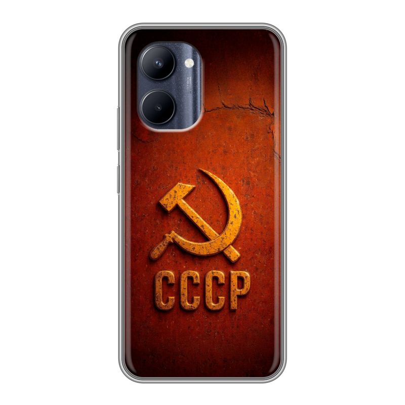 Силиконовый противоударный чехол на Realme C33 с принтом Флаг Герб СССР Силиконовый противоударный чехол на Realme C33 с принтом Флаг Герб СССР