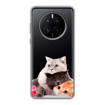 Силиконовый чехол на Huawei Mate 50 с принтом Кошки Силиконовый чехол на Huawei Mate 50 с принтом Кошки