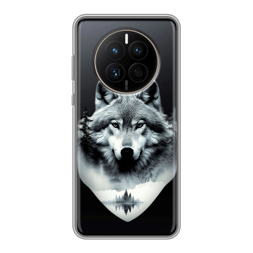 Силиконовый чехол на Huawei Mate 50 с принтом Волк в лесу Силиконовый чехол на Huawei Mate 50 с принтом Волк в лесу