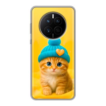 Силиконовый чехол на Huawei Mate 50 с принтом Котенок в шапке