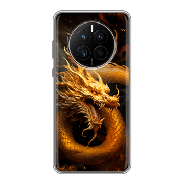 Силиконовый чехол на Huawei Mate 50 с принтом Золотой дракон