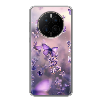 Силиконовый чехол на Huawei Mate 50 с принтом бабочки и лаванда