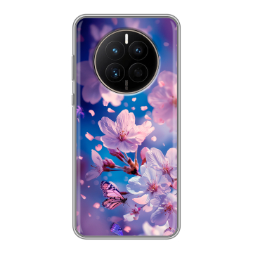 Силиконовый чехол на Huawei Mate 50 с принтом цветы бабочки Силиконовый чехол на Huawei Mate 50 с принтом цветы бабочки