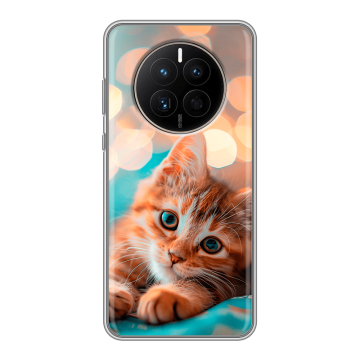 Силиконовый чехол на Huawei Mate 50 с принтом котик Силиконовый чехол на Huawei Mate 50 с принтом котик