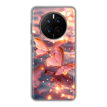 Силиконовый чехол на Huawei Mate 50 с принтом бабочки розовые