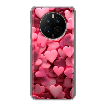 Силиконовый чехол на Huawei Mate 50 с принтом розовые сердечки Силиконовый чехол на Huawei Mate 50 с принтом розовые сердечки