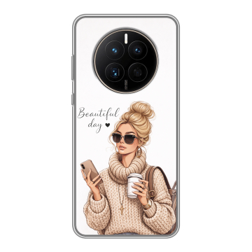 Силиконовый чехол на Huawei Mate 50 с принтом женский