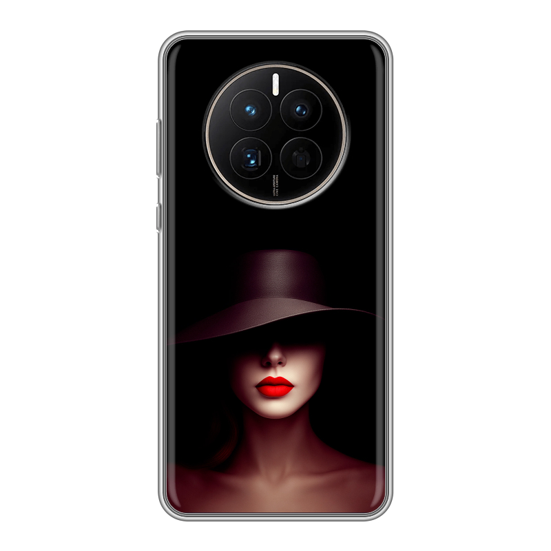 Силиконовый чехол на Huawei Mate 50 с принтом Девушка в шляпе Силиконовый чехол на Huawei Mate 50 с принтом Девушка в шляпе