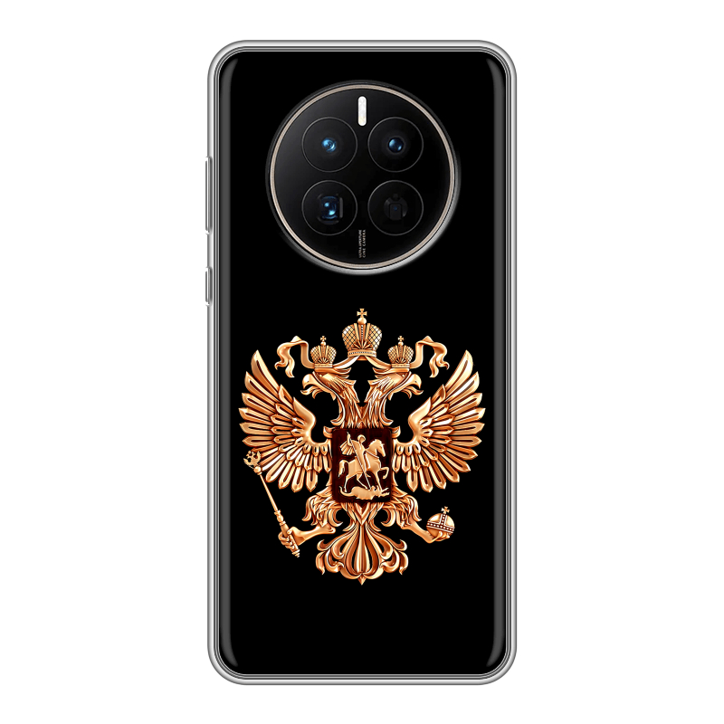 Силиконовый чехол на Huawei Mate 50 с принтом Герб России золотой Силиконовый чехол на Huawei Mate 50 с принтом Герб России золотой