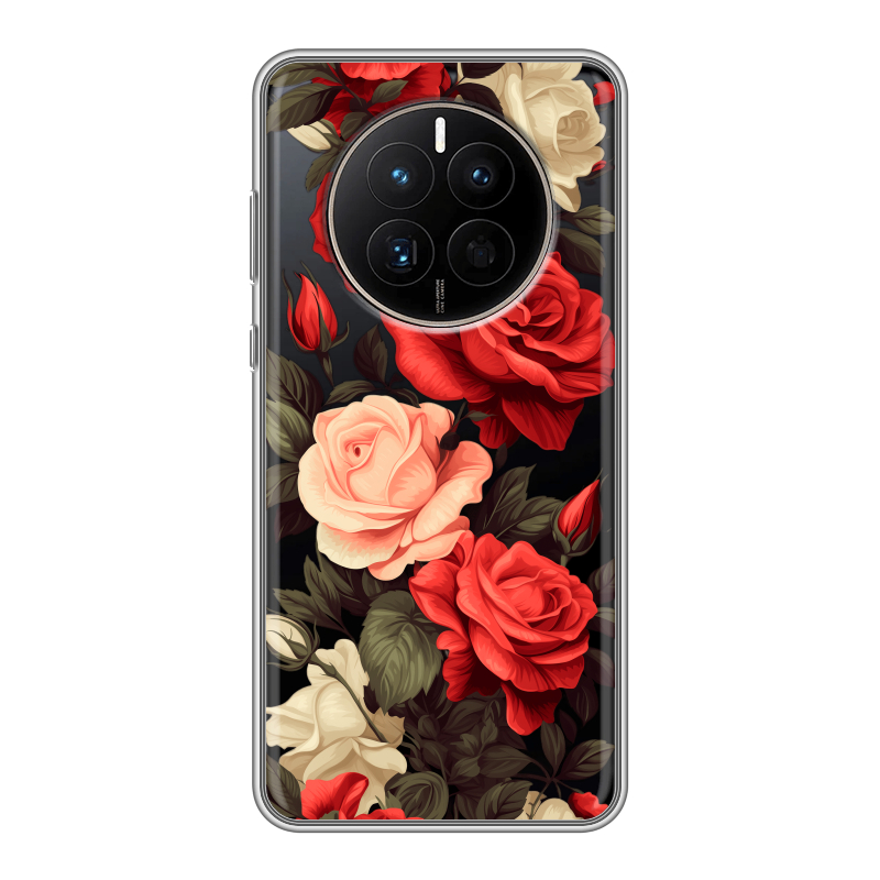 Силиконовый чехол на Huawei Mate 50 с принтом Розы Силиконовый чехол на Huawei Mate 50 с принтом Розы