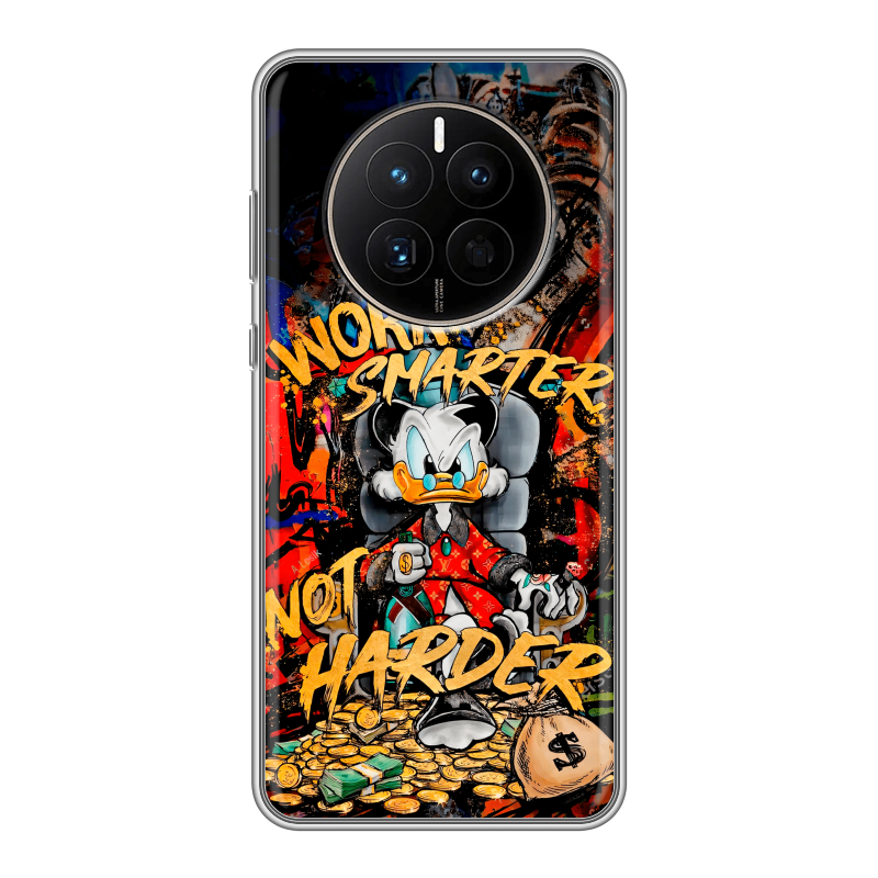 Силиконовый противоударный чехол на Huawei Mate 50 с принтом Дональд Дак Деньги Силиконовый противоударный чехол на Huawei Mate 50 с принтом Дональд Дак Деньги