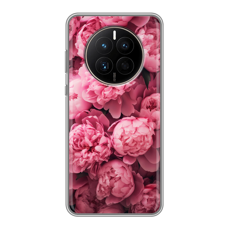 Силиконовый противоударный чехол на Huawei Mate 50 с принтом цветы пионы Силиконовый противоударный чехол на Huawei Mate 50 с принтом цветы пионы
