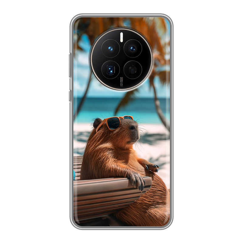 Силиконовый чехол на Huawei Mate 50 с принтом Капибара Силиконовый чехол на Huawei Mate 50 с принтом Капибара